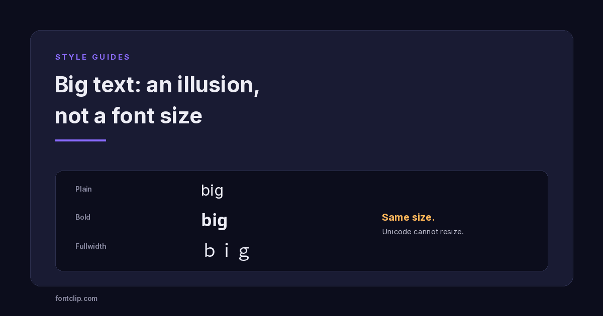 The word big shown plain, bold and fullwidth at the same height